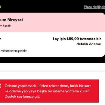 Spotify Kredi Kartlarımı Beğenmiyor
