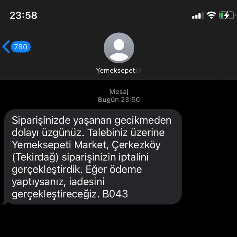 Yemeksepeti-Market Uygulaması Sorumsuzluğu