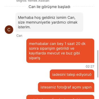 Migros Yemekte Yaşadığım Sorun Ve Para İademin Yapılmaması