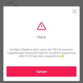 TikTak Kirala Giriş Yapamıyorum Uyarı Veriyor
