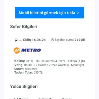 Metro Turizm Metro Firmasi Otobüs