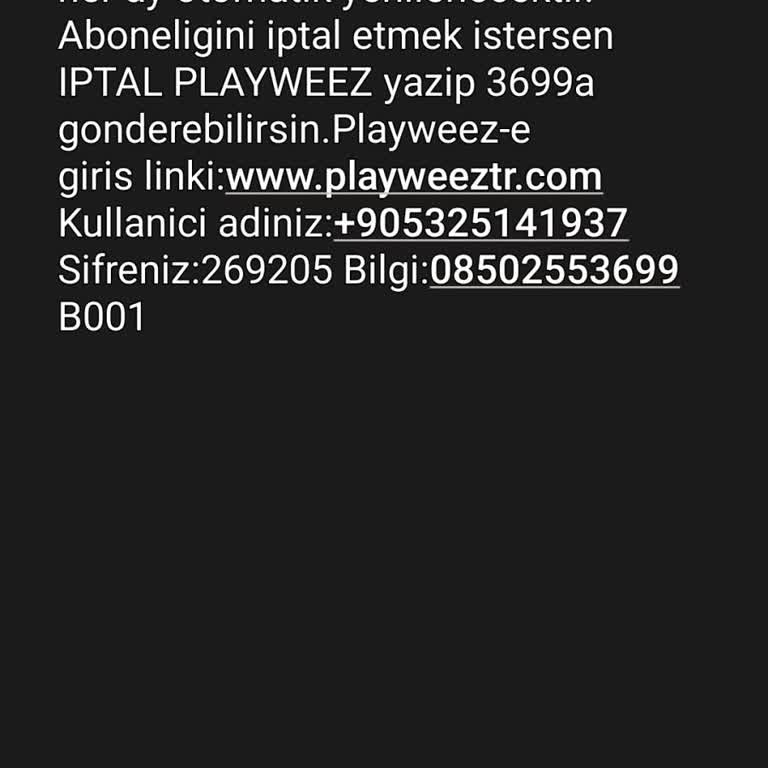 17.06.2024 Tarihli Playweez Servis İptali