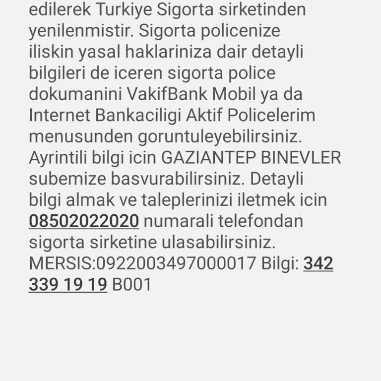VakıfBank Poliçeniz 16.06.2024 Tarihinde 7324,15 TL Tahsil Edilerek