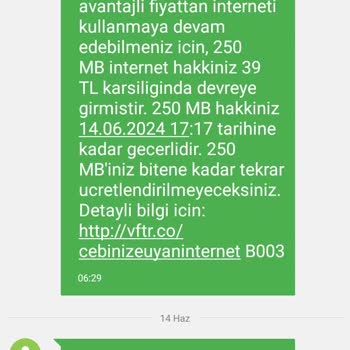 Vodafone 39 TL Karşılığında ''zorunlu'' 250 MB