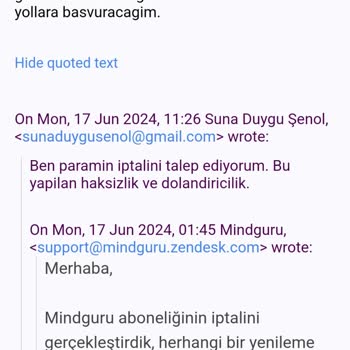 Mindguru Para İadesi Sorunu.