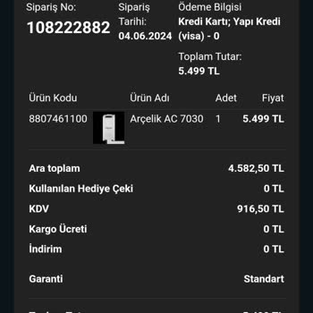 Arcelik.com.tr'den Alışveriş Deneyimim