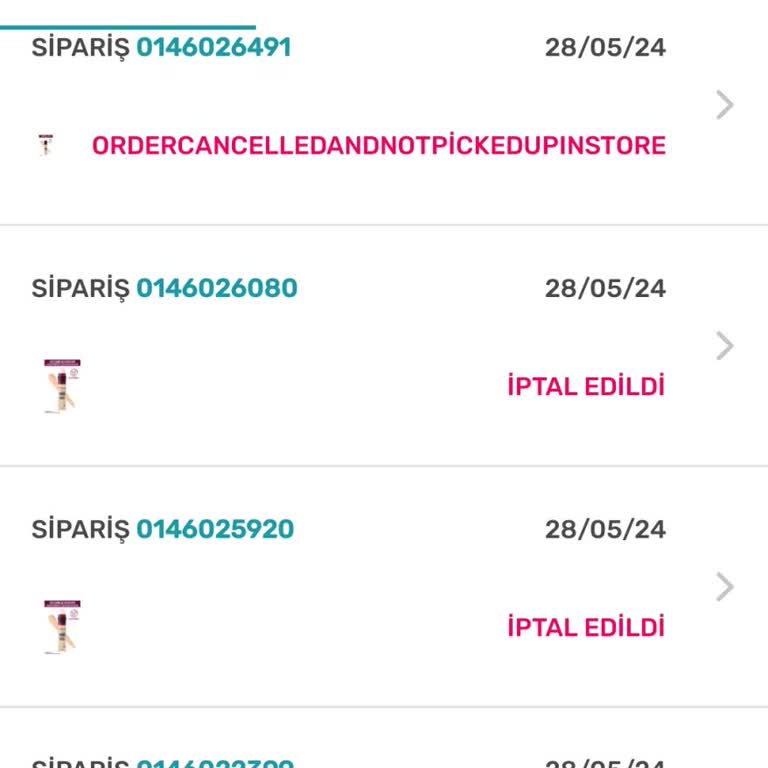 Watsons Siparişim İptal Edildi