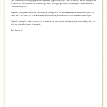 THY Valizimdeki Hasarı Kabul Etmiyor