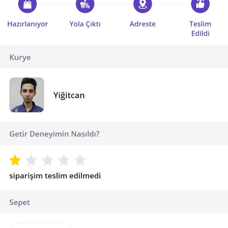 Getir Ürün Teslim Edilmedi