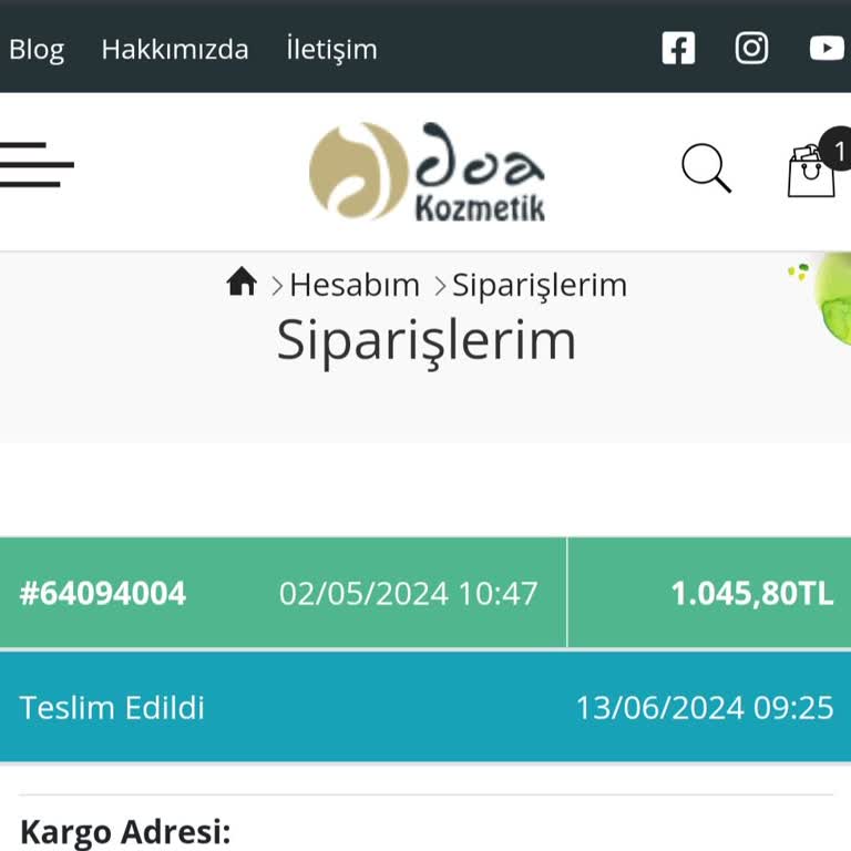 Doa Kozmetik Siparişi Edildi Gözüküyor Ancak Teslim Edilmedi