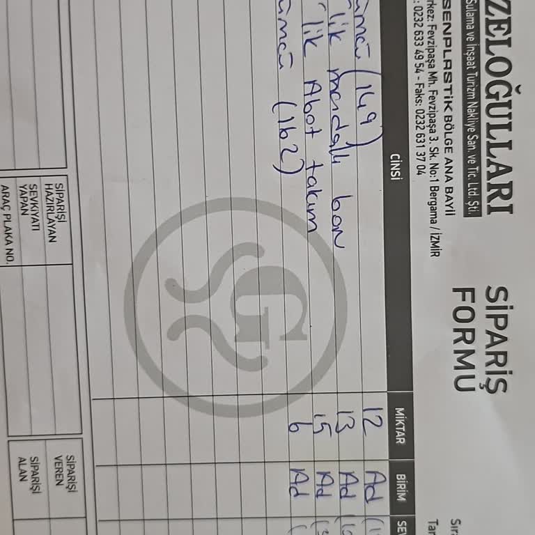 Güzeloğulları Tarımsal Sulama ve Teknik Malzeme Ürünleri Gerektiği Gün Teslim Edemediler Ve Mahsulüm Zarar Gördü