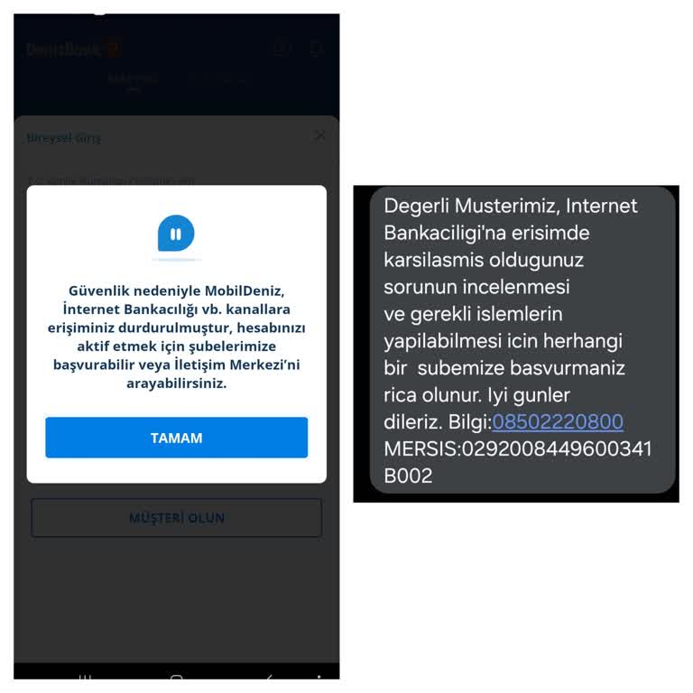 Denizbank Hesabıma Erişimi Engelliyor.
