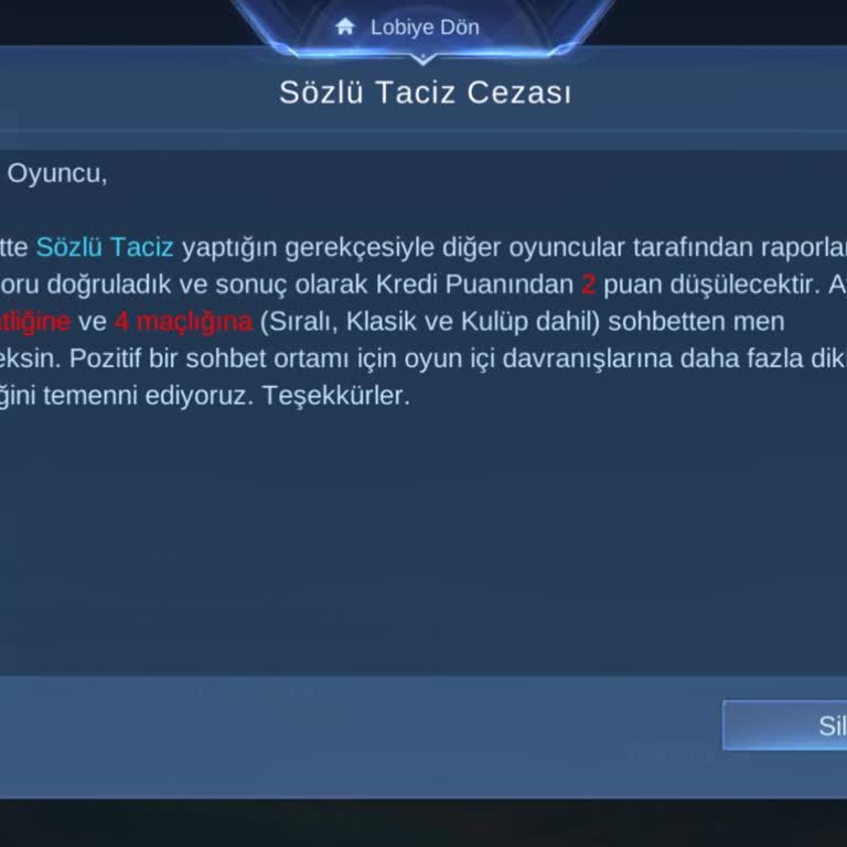 Mobile Legends Chat Banı Yemek İstemiyorum Artık!