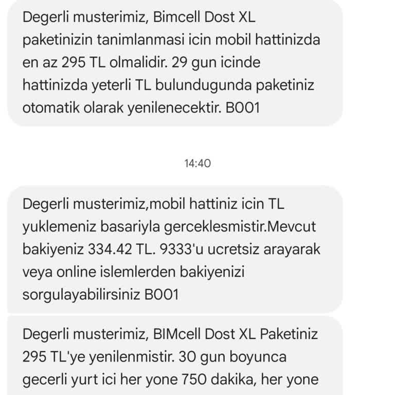 Türk Telekom Bimcell Hatta 300 TL Yükle Haftalık 9gb İnternet