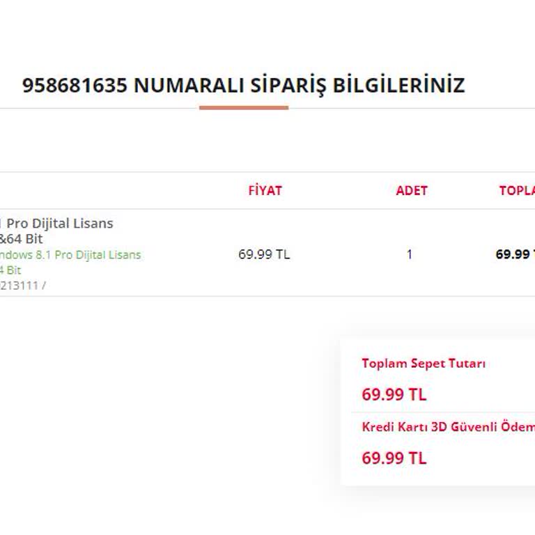 Lisansbudur Windows 8.1 Pro KEY Gelmedi