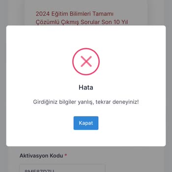 Pegem.net Aktivasyon Kodu Açılmıyor Hata Veriyor