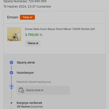 Emsan Resmi Satıcı Kargolanmamış Sipariş İptal Edilmiyor Hepsiburada