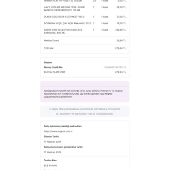 Migros Hemen Ürünümü Aldı İade Görünmüyor
