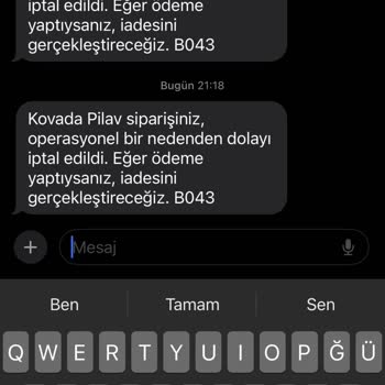 Yemeksepeti Online Ödeme Ve 1 Saat Sonra Sipariş İptali