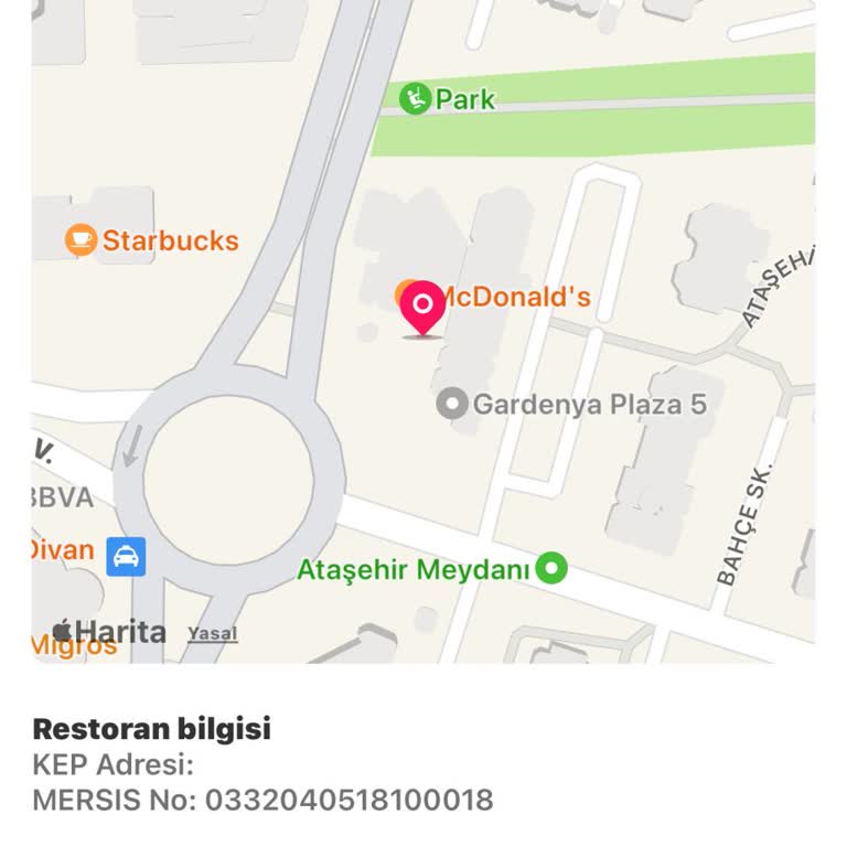 Yemeksepeti McDonald's İstanbul Ataşehir Merkez Şube