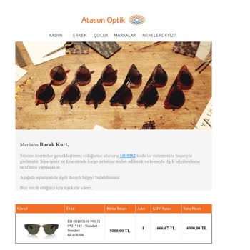 Atasun Optik Siparişi İptal Ederek Beni Mağdur Etti.