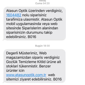 Atasun Optik Siparişi İptal Ederek Beni Mağdur Etti.