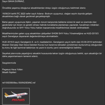 Pegasus 7 Saat 15 Dakika. Rötarlı Uçuş
