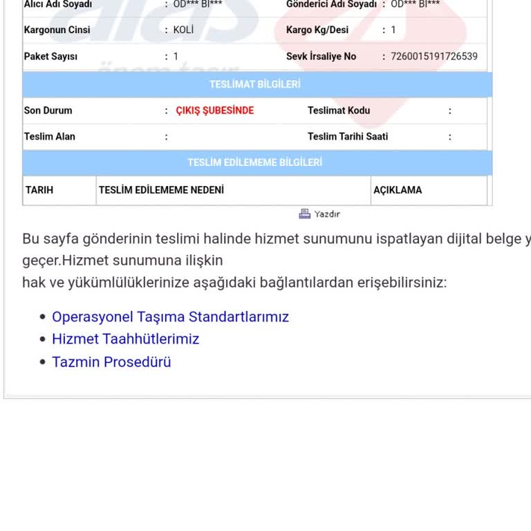 Aras Kargo Kaybolan Kargo Ve İletişim Sorunları