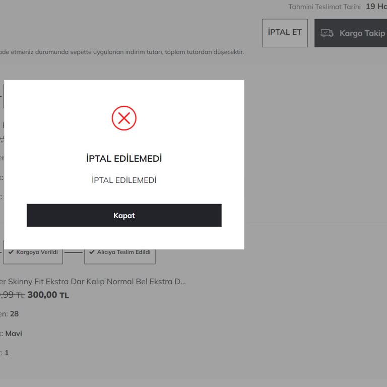 DeFacto Siparişi İptal Edememe Sorunu!