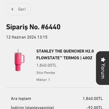 Termos Türkiye Aynı Gün Kargo Deyip Ürün Gönderimi Sağlamıyor Oyalıyor