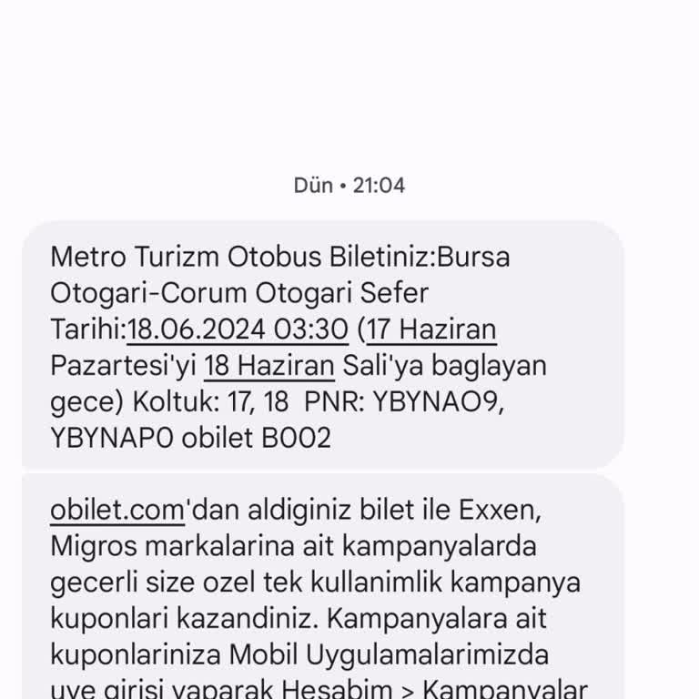 Obilet Ten Olmayan Seferin Biletini Bana Sattılar