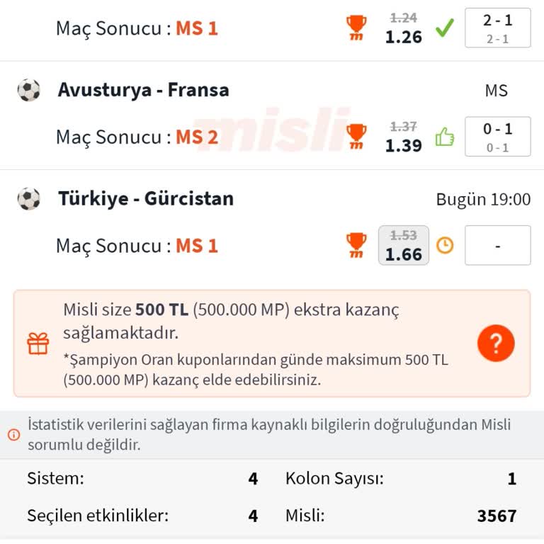 misli Oynanmış Kuponda Bahis Oranının Değiştirilmesi