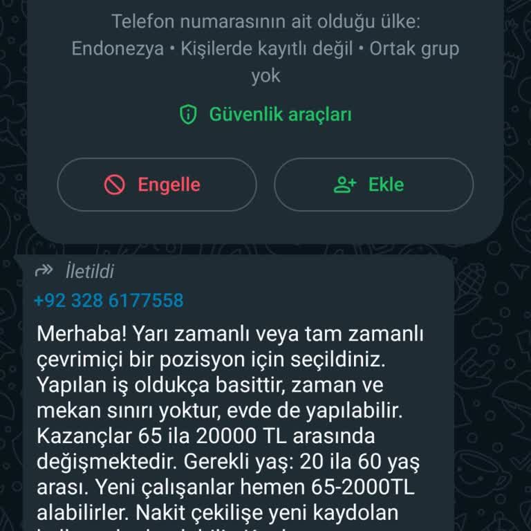 WhatsApp Yabancı Numara HKK.