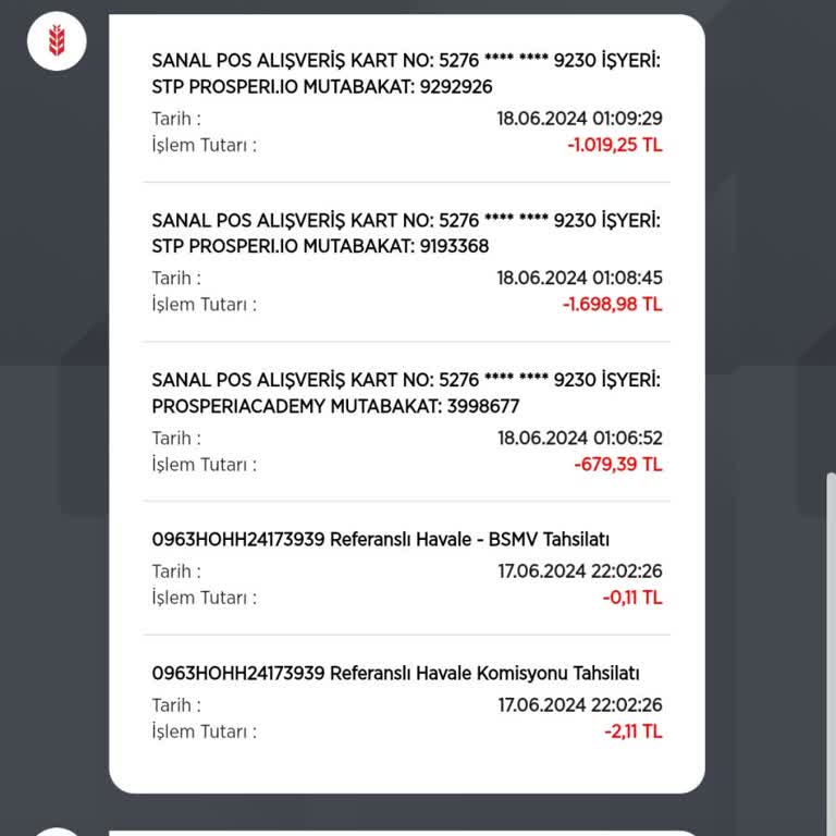 Prosperi Academy Benden Habersiz Hesabımdan Para Çekilmiş