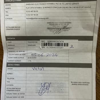 Vatan Bilgisayar Ve Samsung / Oled TV Aldatma Ve Sorumsuzluğu;