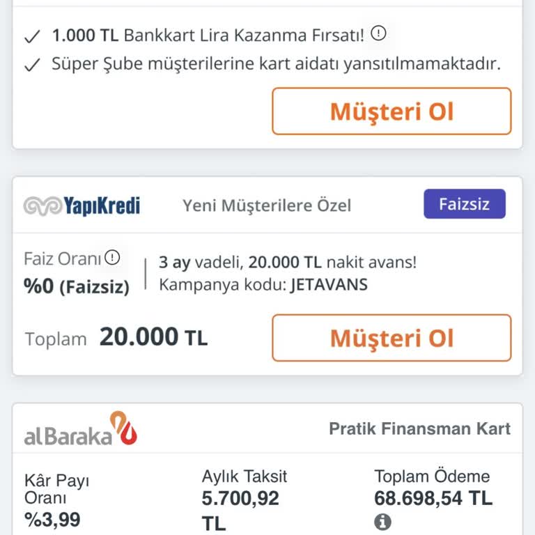 Yapı Kredi Faizsiz Nakit Avans