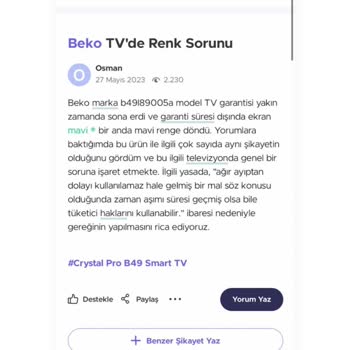 Beko BL49A TV Mavi Renk Sorunu