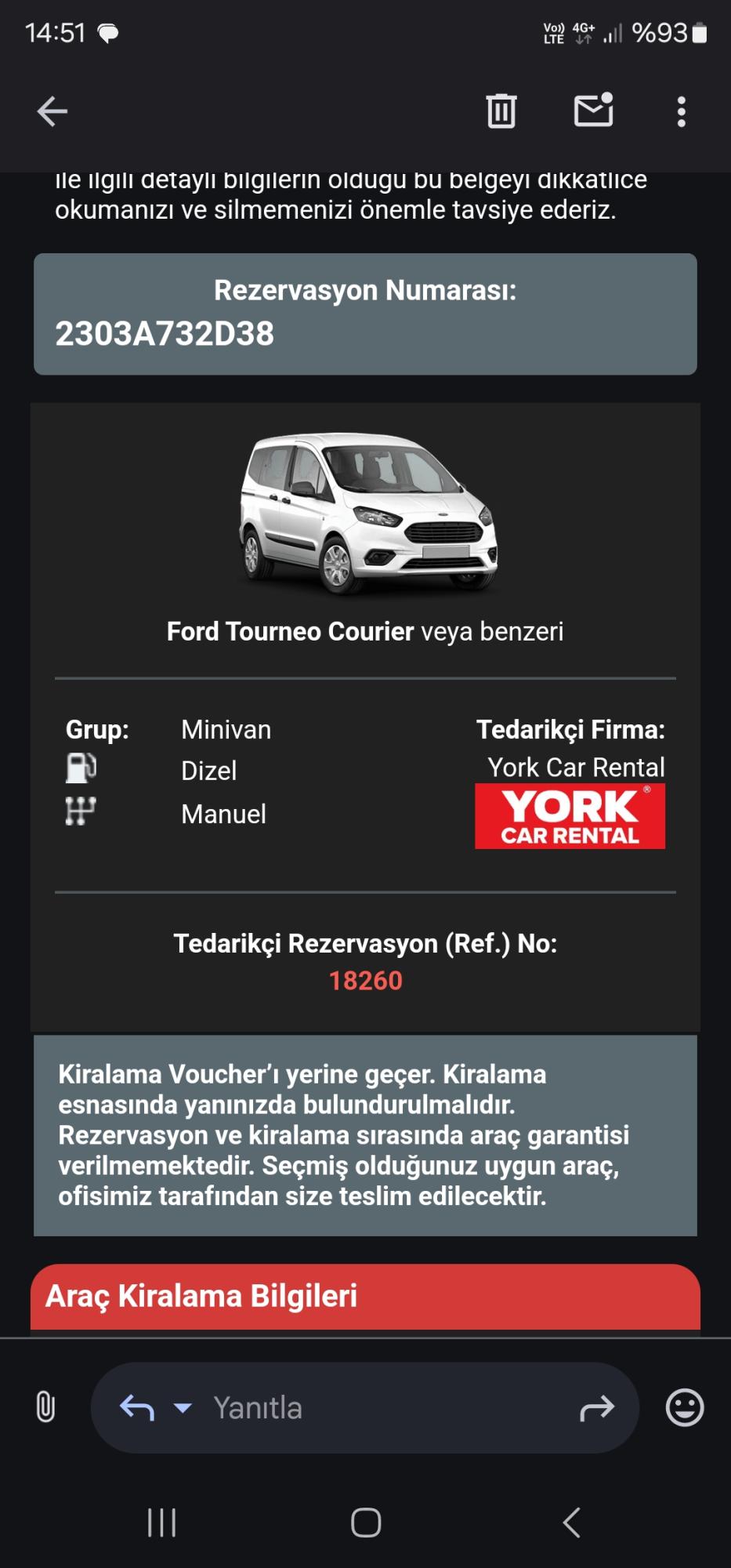 York Car Rental Parasını Ödeyip Kiraladığımız Araç Bize Verilmedi