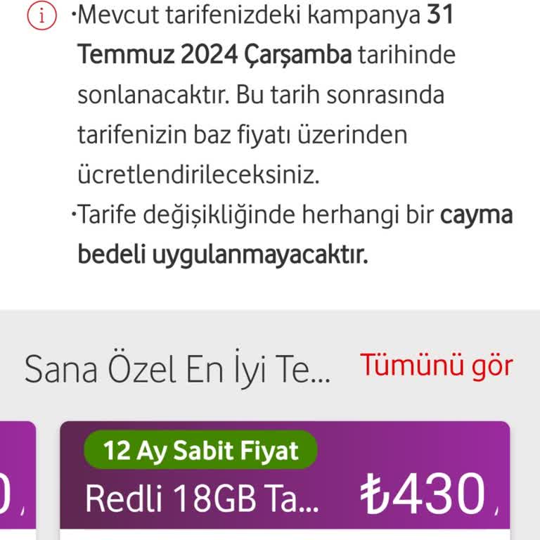Vodafone Fahiş Fiyatlarla Tarife Çıkarıyor