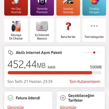Vodafone Paket Aşım Sorunu