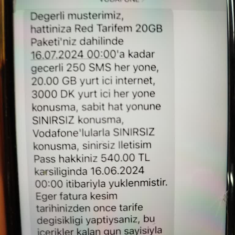 Vodafone Hat Tarife Değişikliği