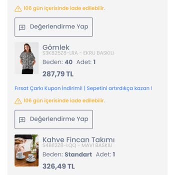 LCW Eksik Ürün Gönderdi