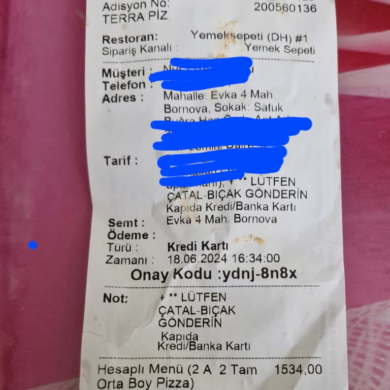 Terra Pizza Evka4 Eksik Sipariş Ve Saygısız Çalışanları
