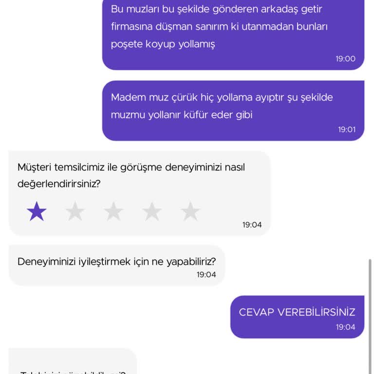 Getir Bozuk Ürün İlgisizlik