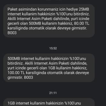 Vodafone Tarife Aşım Sorunu