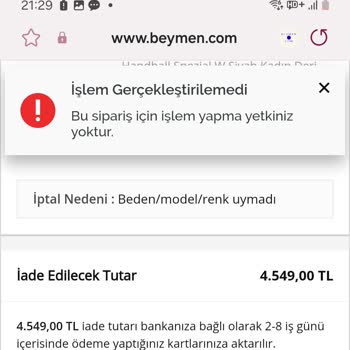 Beymen Ürün İade Sorunu