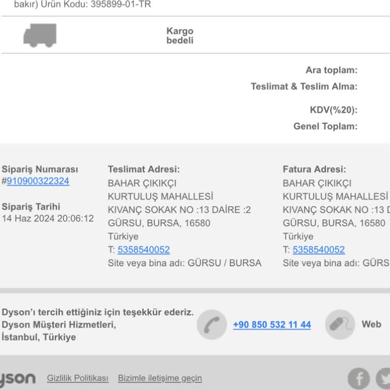 Dyson Online Sipariş Mağduriyet