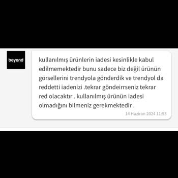 Trendyol'da Yer Alan Beyond Markası İademi Kabul Etmiyor