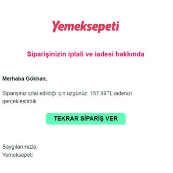 Yemeksepeti Şirketinden Sipariş Vermek Pişmanlıktır...!