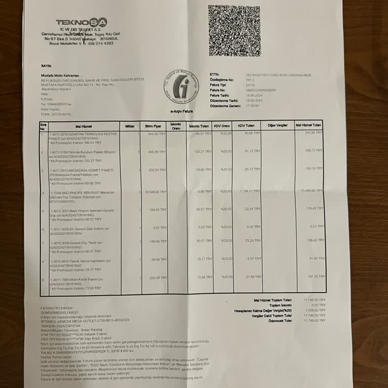 Teknosa İstenmeyen Hizmeti Fatura Etmiş